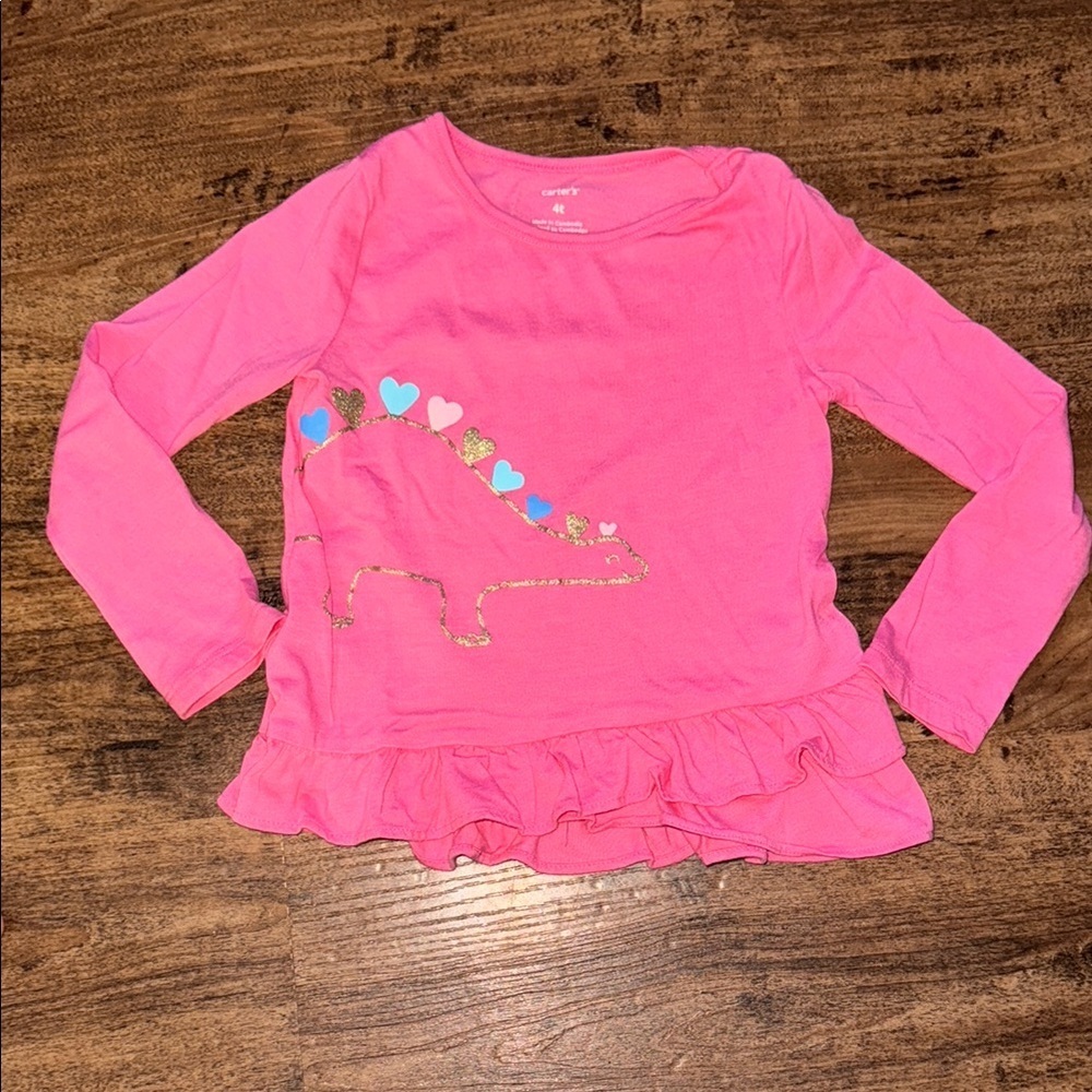 Carter's Pink Long Sleeve Tee with Ruffle Hem